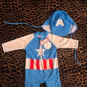 Marvel Captain America Kids Costume - Blue, White, and Red